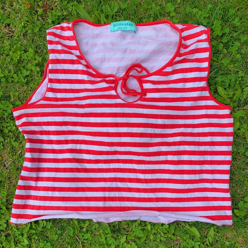Red and White stripped crop top
